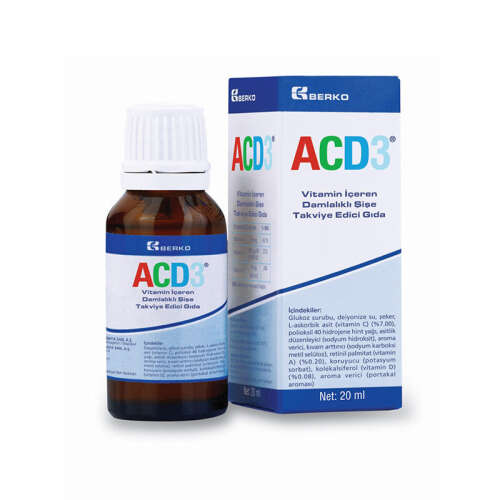 ACD3 Vitamin İçeren Damlalıklı Şişe Takviye Edici Gıda 20 ml - ACD3