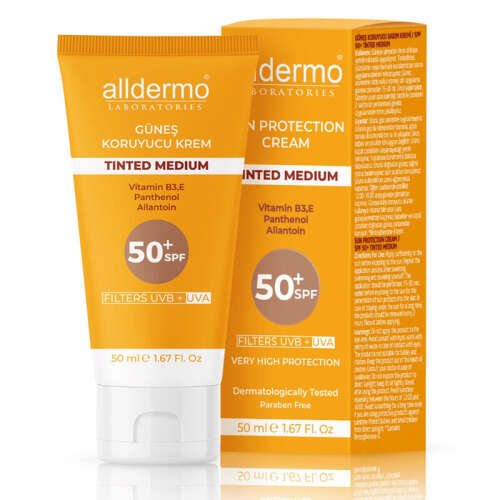 Alldermo Nemlendirici Renkli Güneş Kremi Spf50+ 50 ml | Tinted Medium - Alldermo