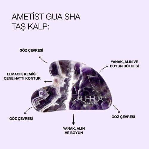 Aurelia Geneve Kalp Şekilli Gua Sha Taşı -Ametist - 2