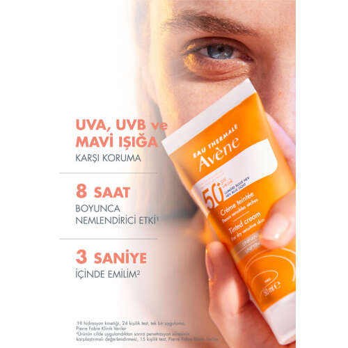 Avene Cream SPF 50+ Kuru Ciltler için Renkli Güneş Kremi 50 ml - 5