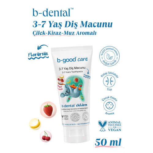 b-good b-dental 3-7 Yaş Çocuk Diş Macunu Florürsüz Meyve Karnavalı 50 ml - B-good care