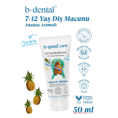 b-good b-dental 7-12 Yaş Çocuk Diş Macunu Florürlü Ananas 50 ml - B-good care