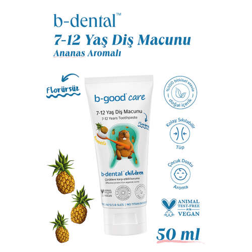 b-good b-dental 7-12 Yaş Çocuk Diş Macunu Florürsüz Ananas 50 ml - B-good care