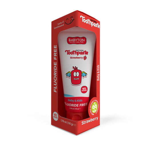 Babyton Bebekler ve Çocuklar İçin Organik Diş Macunu Çilek Aromalı 50 gr - Babyton