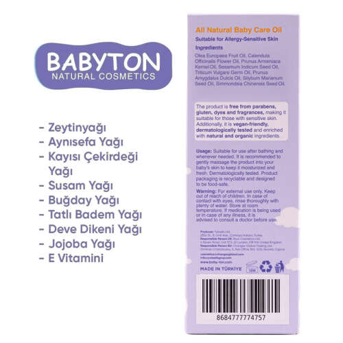 Babyton Doğal Bebek Bakım Yağı 50 ml - 3