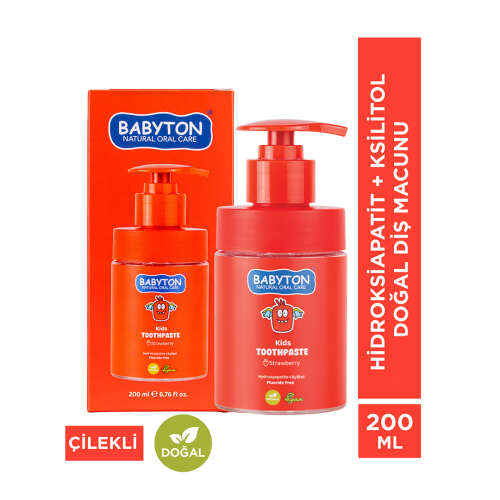 Babyton Kids Toothpaste Doğal Çilekli Diş Macunu 200 ml - Babyton