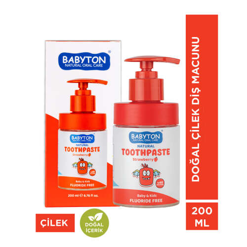 Babyton Kids Toothpaste Doğal Çilekli Diş Macunu 200 ml - Babyton