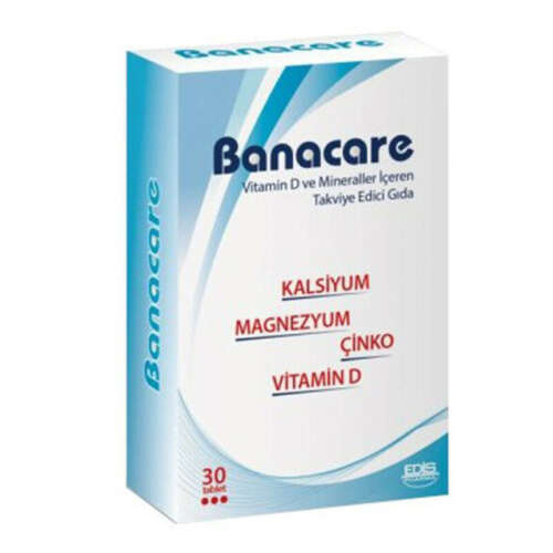Banacare Vitamin D ve Mineral İçeren Takviye Edici Gıda 30 Tablet - Edis Pharma