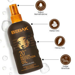 Bebak Spf20+ Etkili Bronzlaştırıcı Yağ 150 ml - 2