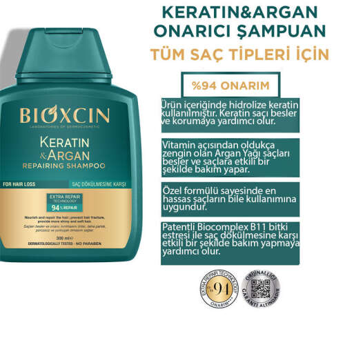 Bioxcin Keratin ve Argan Bariyer Onarıcı Şampuan 300 ml - 3 al 2 öde - Bioxcin