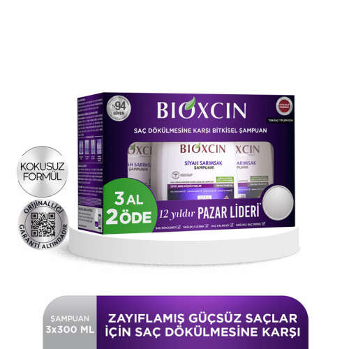 Bioxcin Saç Dökülmesine Karşı Siyah Sarımsak Şampuanı 300 ml | 3 al 2 öde - Bioxcin