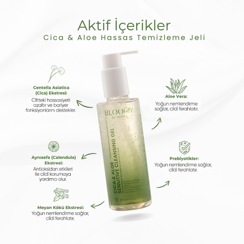 Bloomy By Nature Cica ve Aloe Hassas Temizleme Jeli 200 ml - 2