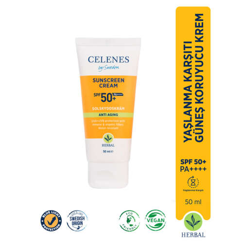Celenes By Sweden Herbal Yaşlanma Karşıtı SPF50+ Güneş Kremi 50 ml - 4