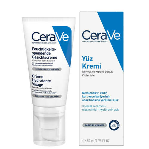 CeraVe Nemlendirici Yüz Kremi-Kuru Ciltler İçin Seramid Ve Hyalüronik Asit İçerikli 52 ml - 1