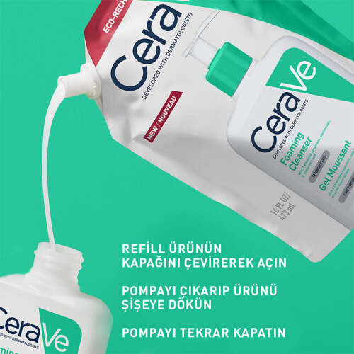 CeraVe Normal Ve Yağlı Ciltler İçin Köpüren Temizleyici 473 ml - Refill - 2