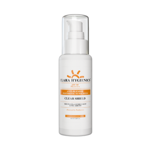 Clara Hygienics Clear Shield 50+ SPF Anti-Blemish Posbiotic Sunscreen 50 ml - Clara Hygienics