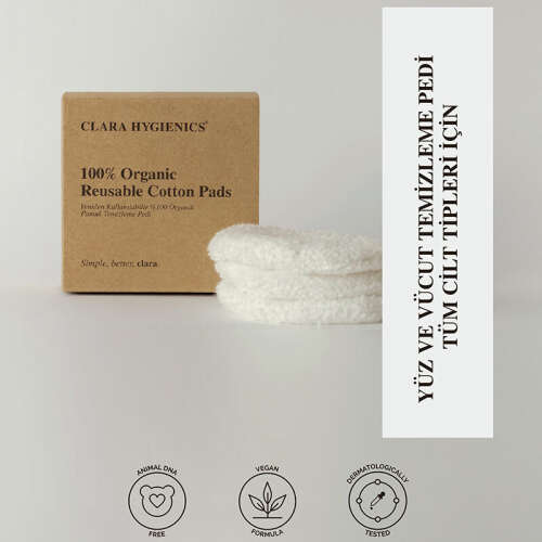 Clara Hygienics Yeniden Kullanılabilir Makyaj Temizleme Pedi 3 Adet - Clara Hygienics