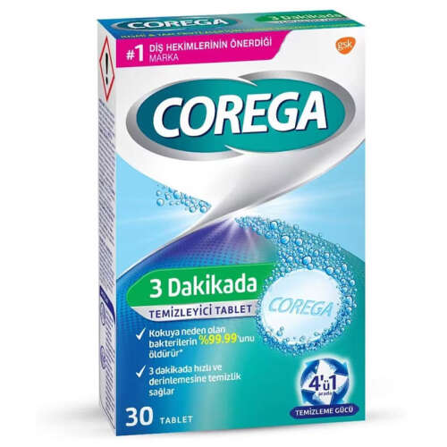 Corega Diş Protezi Temizleyici Tablet (30 Tablet) - 1