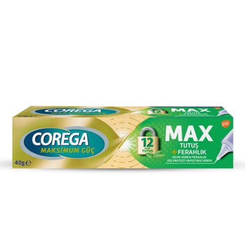 Corega Max Tutuş Ferahlık Diş Protezi Yapıştırıcı Krem 40 gr - 1