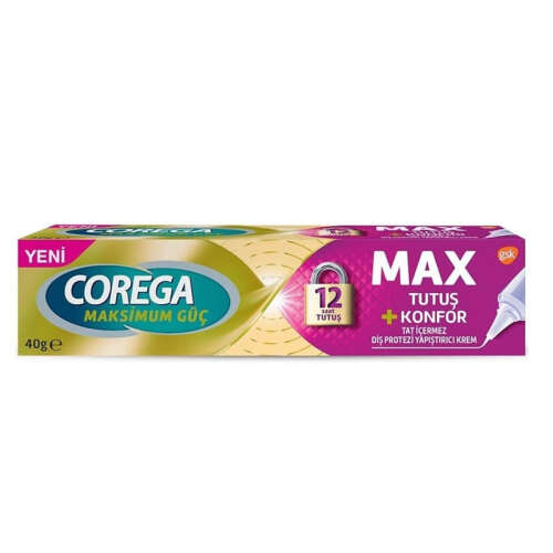 Corega Max Tutuş Konfor Diş Protezi Yapıştırıcı Krem 40 gr - 1