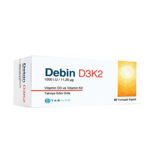 Debin D3K2 Takviye Edici Gıda 60 Yumuşak Kapsül - TAB İlaç Sanayi A.Ş