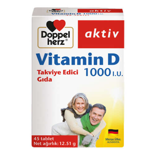 Doppel Herz Vitamin D 1000 I.U. Takviye Edici Gıda 45 Tablet - Doppel Herz