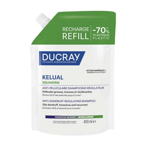 Ducray Kelual Squanorm Yağlı Saçlar için Kepek Karşıtı Şampuan 400 ml -  Refill - Ducray