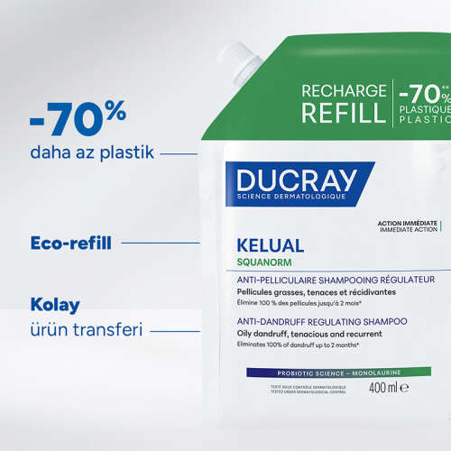 Ducray Kelual Squanorm Yağlı Saçlar için Kepek Karşıtı Şampuan 400 ml -  Refill - 3