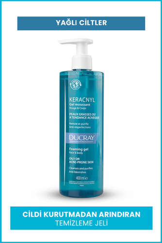 Ducray Keracnyl Yağlı Ciltler İçin Temizleme Jeli 400 ml - 2