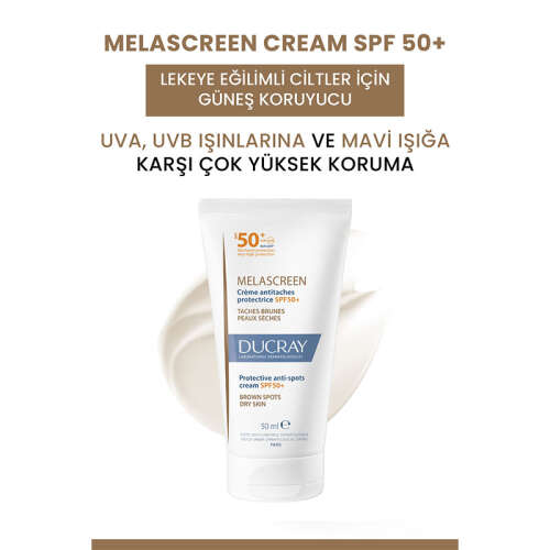 Ducray Melascreen UV Cream SPF 50+ Kuru Ciltler için Leke Karşıtı Güneş Kremi 50 ml - 3