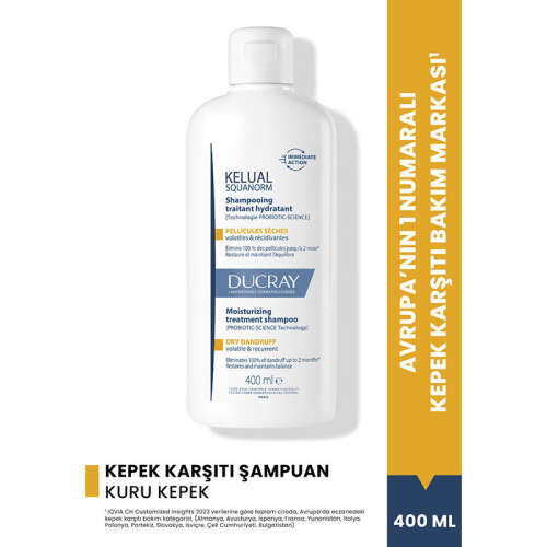 Ducray Kelual Squanorm Kuru Saçlar İçin Kepek Karşıtı Şampuan 400 ml - Ducray