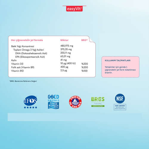 EasyMom Omega 3 Folik Asit ve Kolin İçeren Takviye Edici Gıda 30 Adet - 5