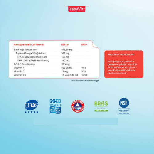 Easy Fish Oil Beta Glukan Çiğnenebilir 30 Jel Form - 5
