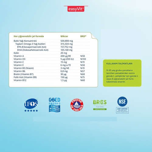 Easy Fish Oil Multi + Omega 3 Çiğnenebilir Tablet 30 Adet - 5