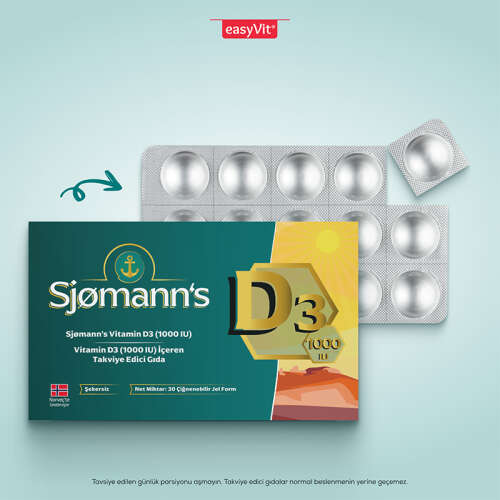 Sjomann’s Vitamin D3 1000 IU İçeren Takviye Edici Gıda 30 Adet Çiğnenebilir Jel Form - 4