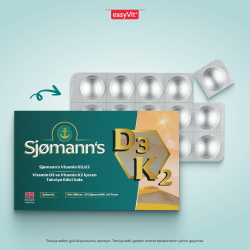 Sjomann’s Vitamin D3 ve K2 İçeren Takviye Edici Gıda 30 Adet Çiğnenebilir Jel Form - 3