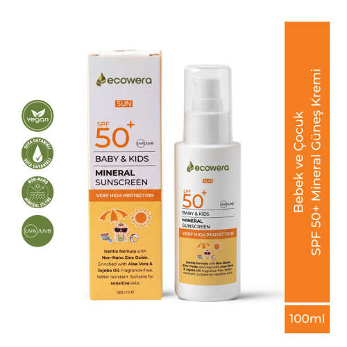 Ecowera Çocuklara Özel Mineral Güneş Kremi Spf50+ 100ml - 6