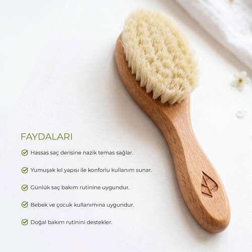 Ecowera Doğal Keçi Kılı Bebek Saç Fırçası - 3