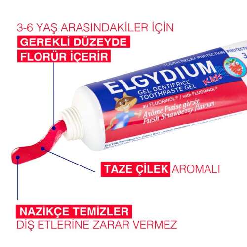 Elgydium Çilek Aromalı 3-6 Yaş Çocuk Diş Macunu 50 ml - 3