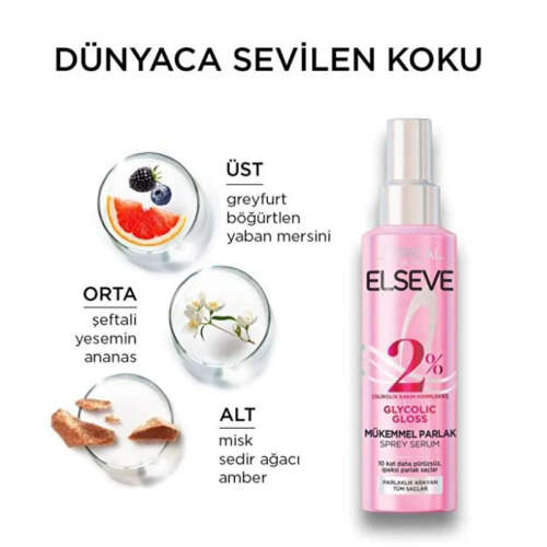 Elseve Glycolic Gloss Mükemmel Parlaklık Veren Saç Bakım Sprey Serumu 150 ml - 4