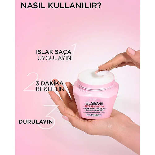 Elseve Glycolic Gloss Saç Bakım Maskesi 300 ml - 3
