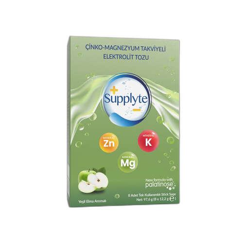 EnaFarma Supplyte Çinko Magnezyum Takviyeli Elektrolit Saşe Elma Aromalı 8 Adet - EnaFarma