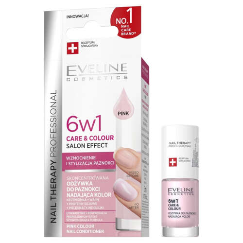 Eveline Cosmetics 6w1 Care&Colour Salon Effect 5 ml - Pink - Eveline Cosmetics
