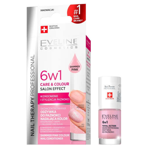 Eveline Cosmetics 6w1 Care&Colour Salon Effect 5 ml - Shimmer Pink - Eveline Cosmetics