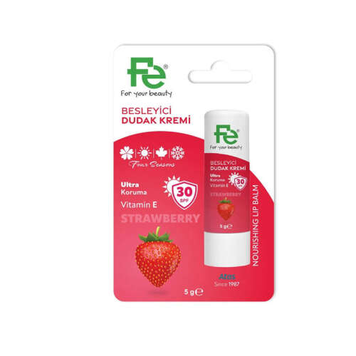 Fe Besleyici Dudak Kremi SPF30 Çilekli 5gr - FE