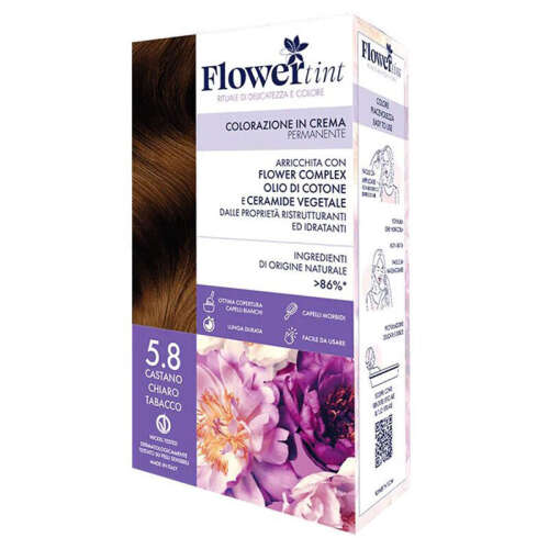 Flowertint Colorazione In Crema Saç Boyama Kiti 5.8 Açık Kahverengi Tütün - FlowerTint