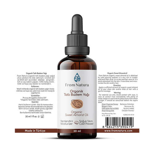 From Natura Organik Soğuk Sıkım Tatlı Badem Yağı 30 ml - 2
