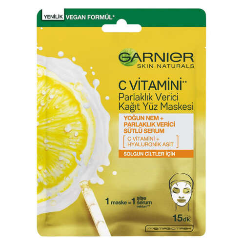 Garnier C Vitamini Parlaklık Verici Kağıt Yüz Maskesi 28 g - Garnier