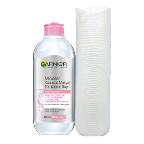 Garnier Micellar Kusursuz Makyaj Temizleme Suyu 400 ml Makyaj Pamuğu HEDİYELİ - Garnier