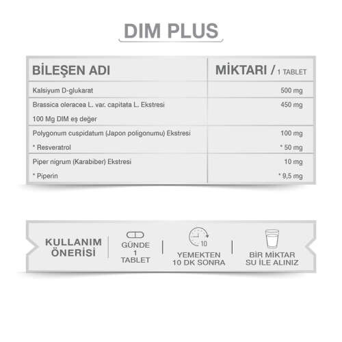 Goodday DIM PLUS Kalsiyum D Glukarat Takviye Edici Gıda 60 Tablet - 3